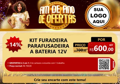 Modelo de Cartaz para Cartaz A4 Horizontal com o tema Fim de Ano de Ofertas para Maquinas e Ferramentas