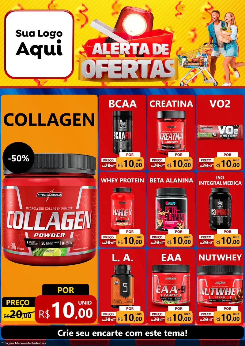 Modelo de Encarte para Encarte A4 Vertical com o tema Alerta de Ofertas para Suplementos alimentares