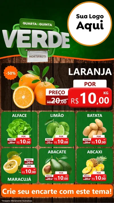 Modelo de Rede Social para Stories com o tema Quarta e Quinta Verde - Hortifruti para Hortifrúti