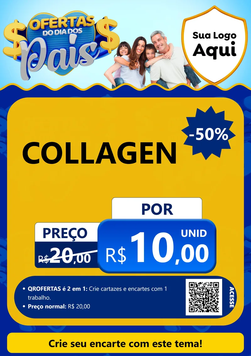 Modelo de Cartaz para Cartaz A4 Vertical com o tema Ofertas do Dia dos Pais para Suplementos alimentares