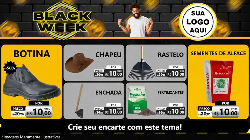 Modelo de TV para TV Horizontal com o tema Black Week para Agropecuária
