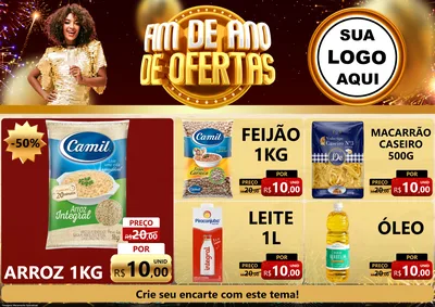 Modelo de Encarte para Encarte A4 Horizontal com o tema Fim de Ano de Ofertas para Supermercado