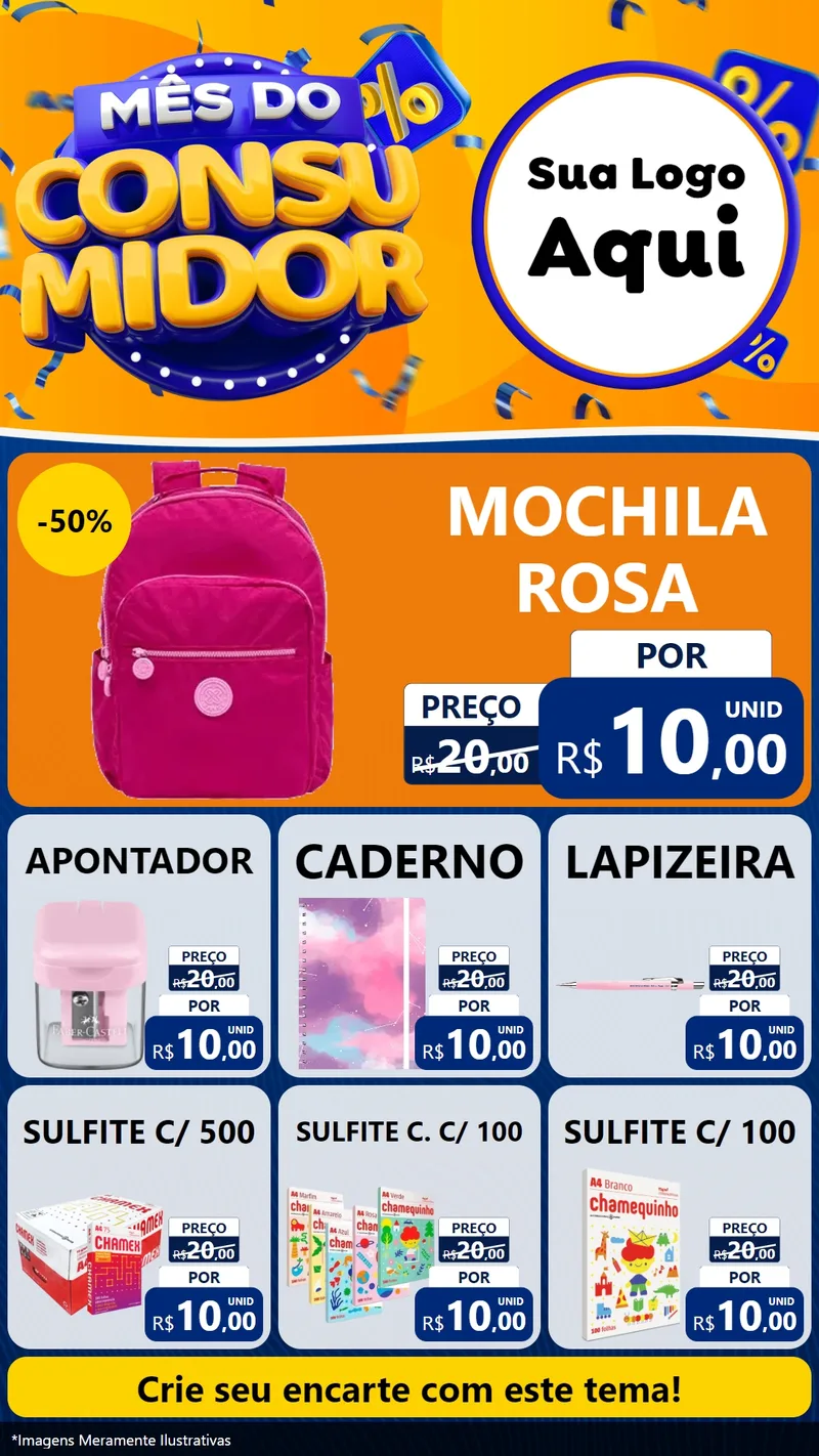 Modelo de Rede Social para Stories com o tema Mês do Consumidor para Papelaria