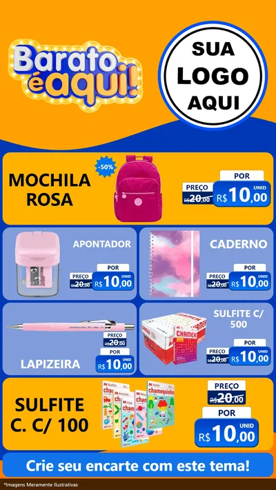Modelo de TV para TV Vertical com o tema Barato é aqui para Papelaria