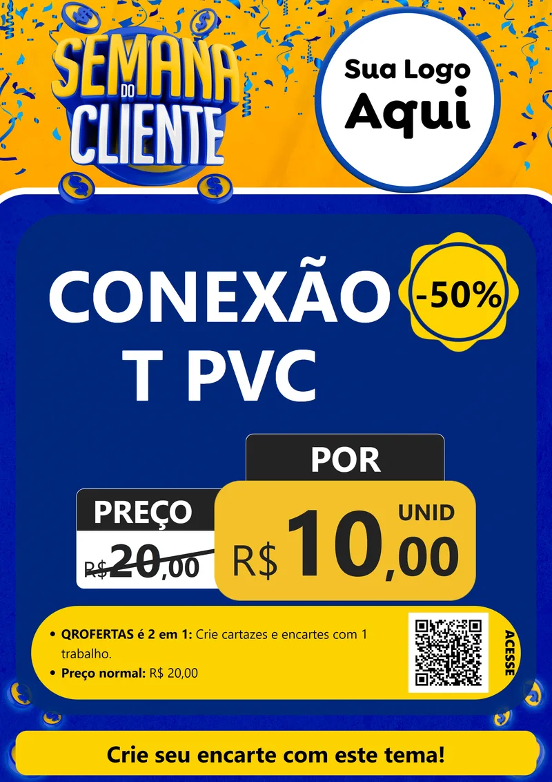 Modelo de Cartaz para Cartaz A4 Vertical com o tema Semana do Cliente para Tubos e conexões