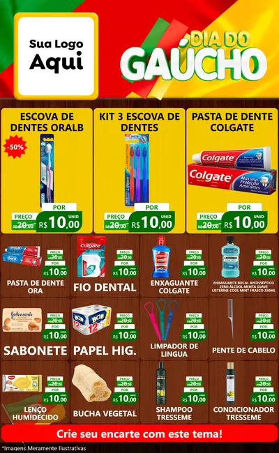Modelo de Encarte para Encarte Grande com o tema Dia do Gaúcho para Higiene Pessoal