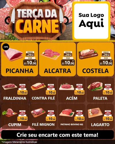 Modelo de Rede Social para Feed Instagram com o tema Terça da Carne para Açougue