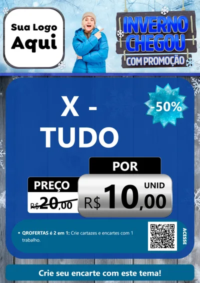 Modelo de Cartaz para Cartaz A4 Vertical com o tema Inverno Chegou Com Promoção para Hamburgueria