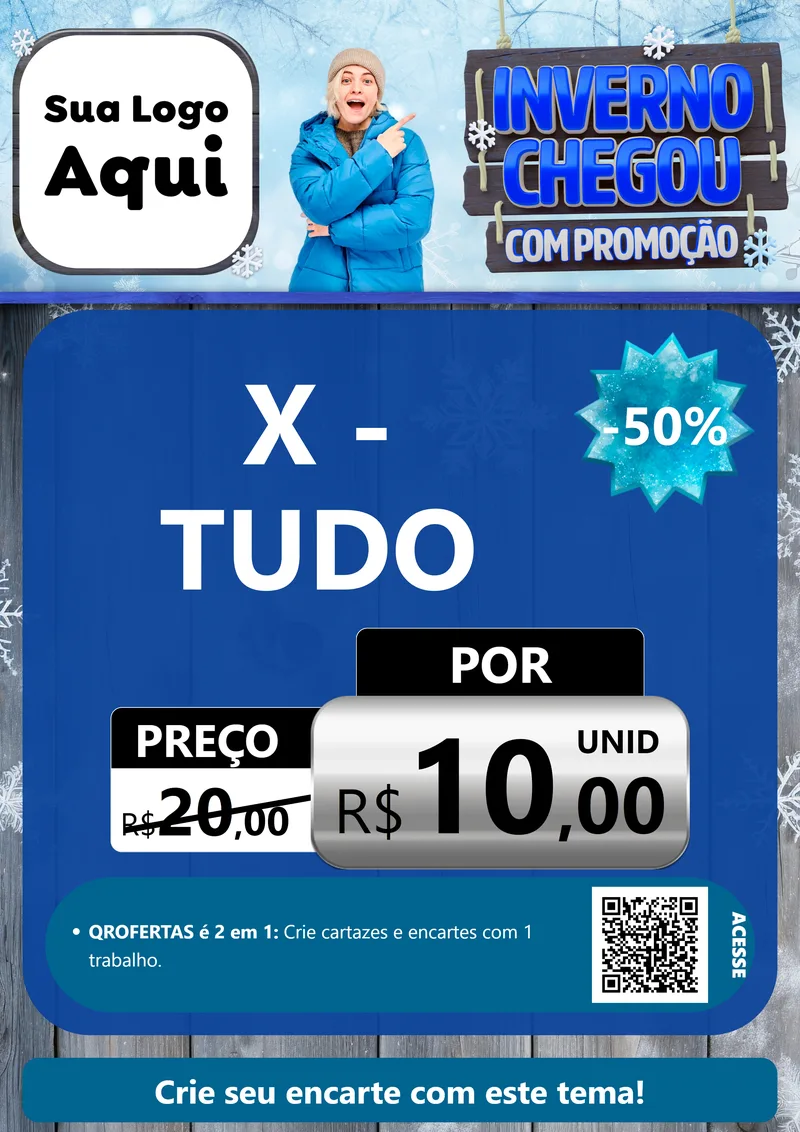 Modelo de Cartaz para Cartaz A4 Vertical com o tema Inverno Chegou Com Promoção para Hamburgueria