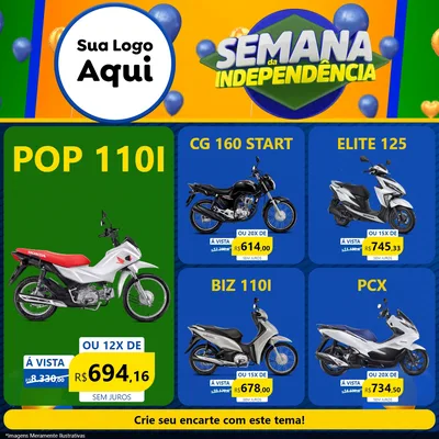 Modelo de Rede Social para Feed Facebook com o tema Semana da Independência para Concessionaria de Motos