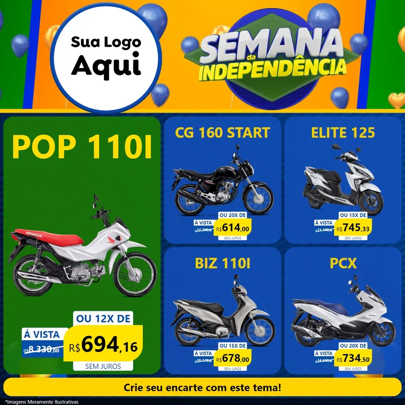 Modelo de Rede Social para Feed Facebook com o tema Semana da Independência para Concessionaria de Motos