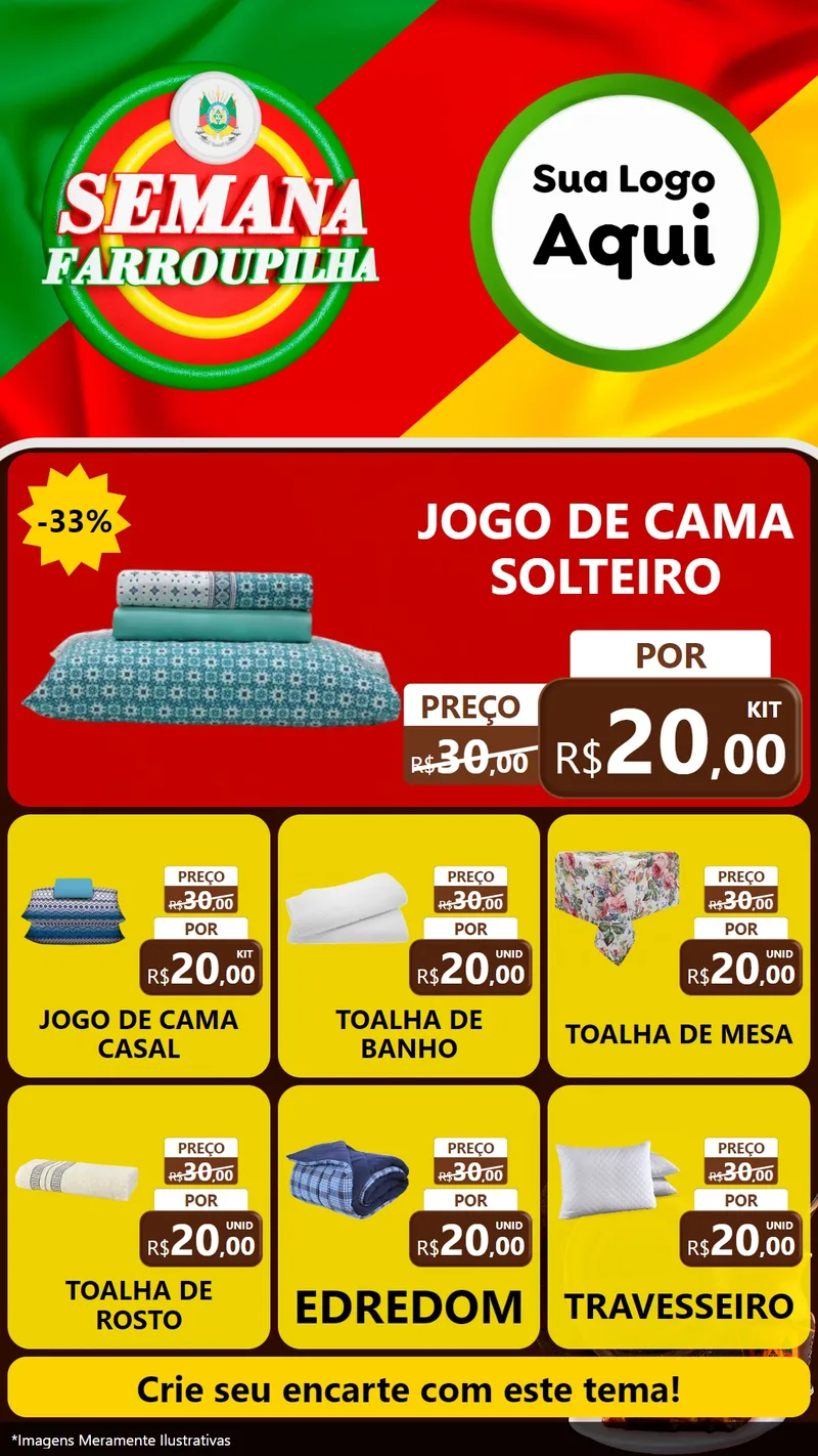 Modelo de Rede Social para Stories com o tema Semana Farroupilha para Cama, Mesa e Banho