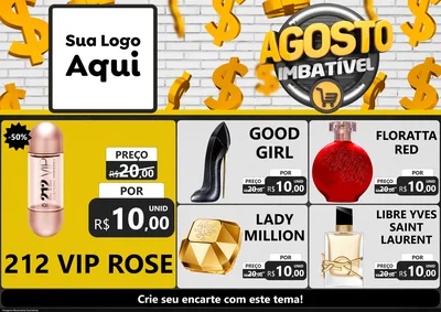 Modelo de Encarte para Encarte A4 Horizontal com o tema Agosto imbatível para Perfumes