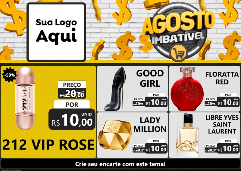 Modelo de Encarte para Encarte A4 Horizontal com o tema Agosto imbatível para Perfumes