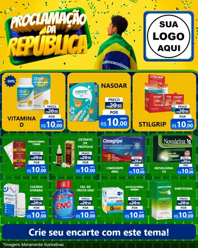 Modelo de Rede Social para Feed Instagram com o tema Proclamação da República para Farmácia
