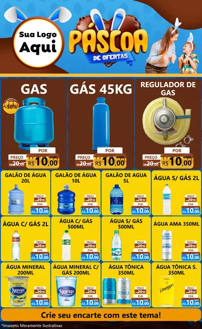 Modelo de Encarte para Encarte Grande com o tema Páscoa de Ofertas para Água e gás