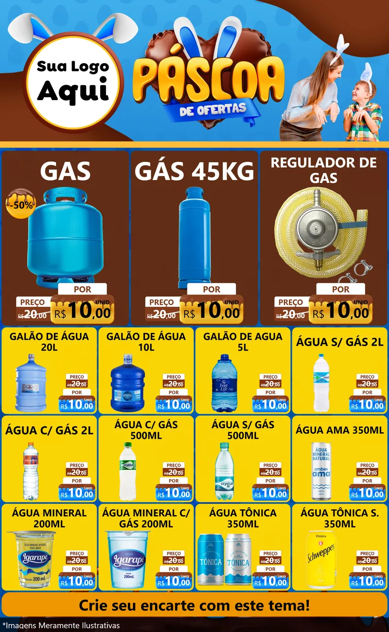 Modelo de Encarte para Encarte Grande com o tema Páscoa de Ofertas para Água e gás