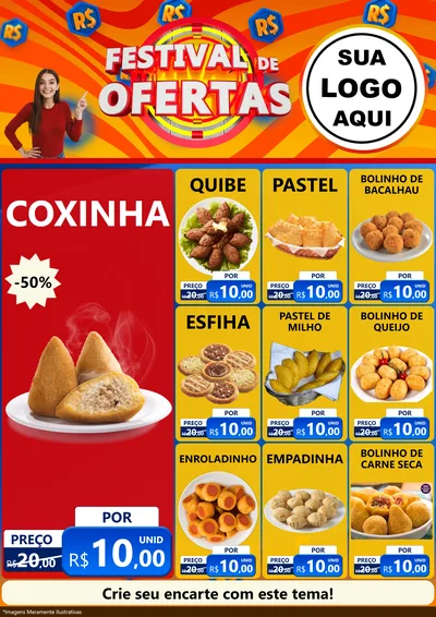 Modelo de Encarte para Encarte A4 Vertical com o tema Festival de Ofertas para Salgadaria