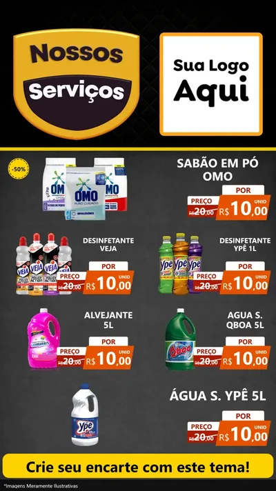 Modelo de TV para TV Vertical com o tema Nossos Serviços para Produtos de Limpeza
