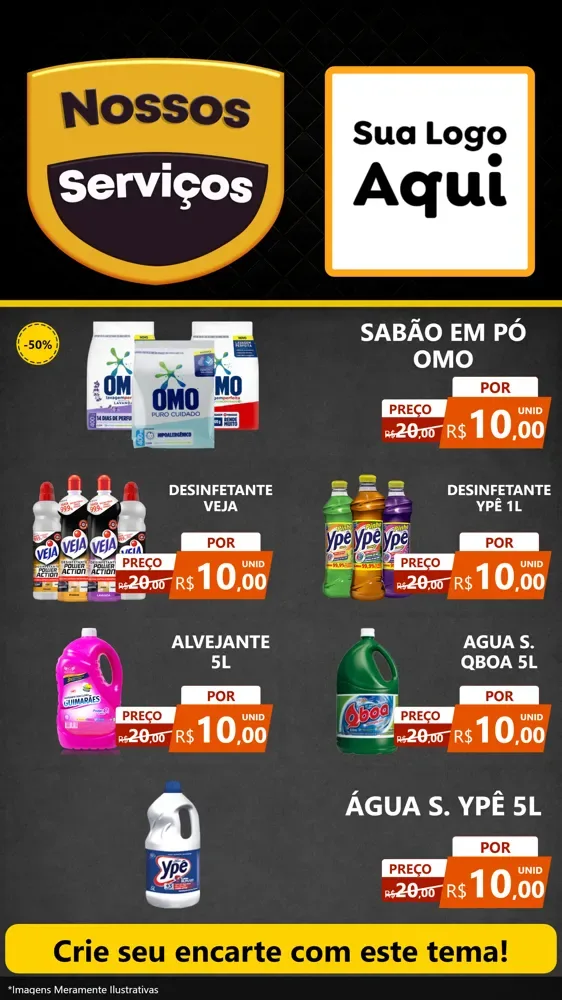 Modelo de TV para TV Vertical com o tema Nossos Serviços para Produtos de Limpeza