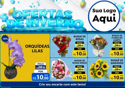 Modelo de Encarte para Encarte A4 Horizontal com o tema Ofertas de Inverno para Floricultura e jardim
