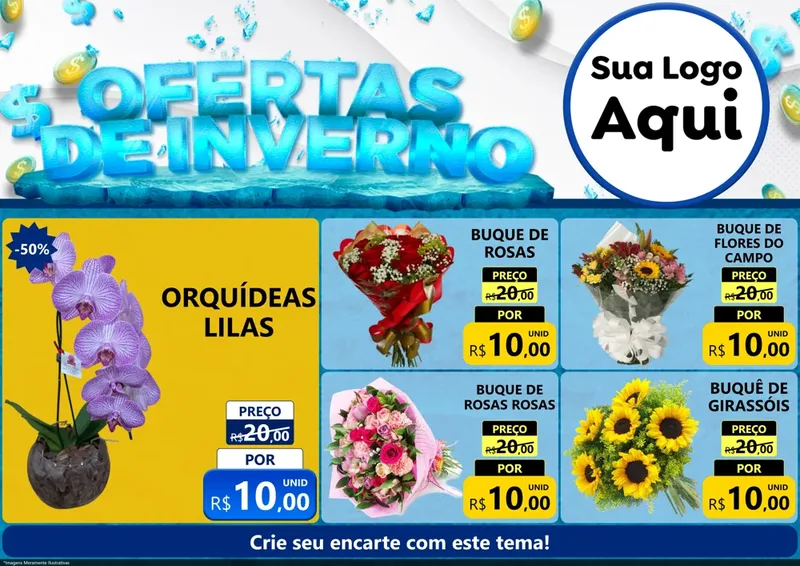 Modelo de Encarte para Encarte A4 Horizontal com o tema Ofertas de Inverno para Floricultura e jardim