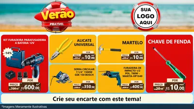 Modelo de TV para TV Horizontal com o tema Verão Imbatível para Maquinas e Ferramentas
