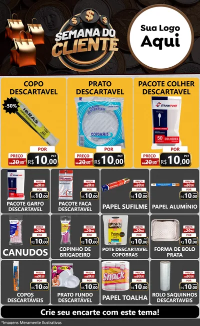 Modelo de Encarte para Encarte Grande com o tema Semana do Cliente para Embalagens