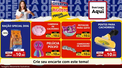 Modelo de TV para TV Horizontal com o tema Ofertas de Agosto - Preços Incríveis para Pet Shop