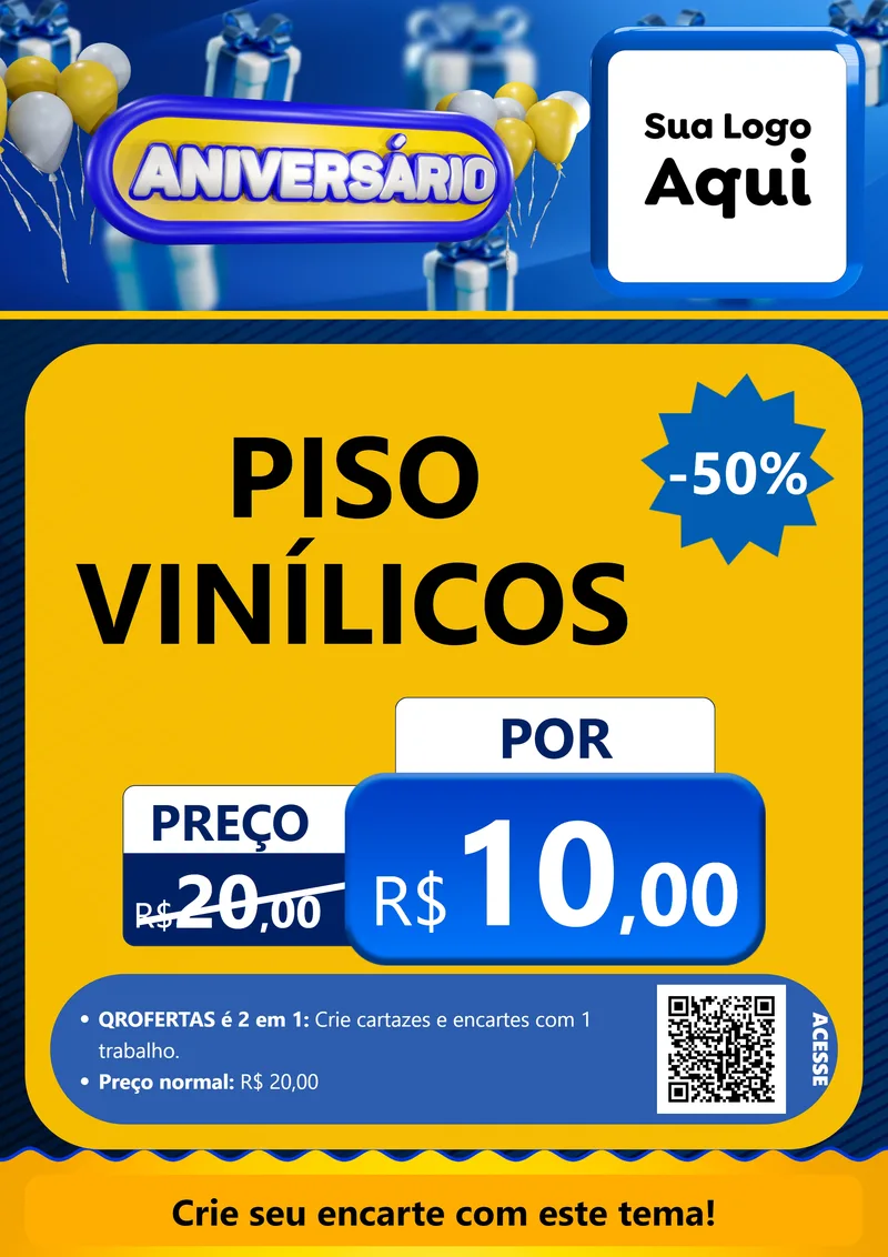 Modelo de Cartaz para Cartaz A4 Vertical com o tema Aniversário para Material para Construção