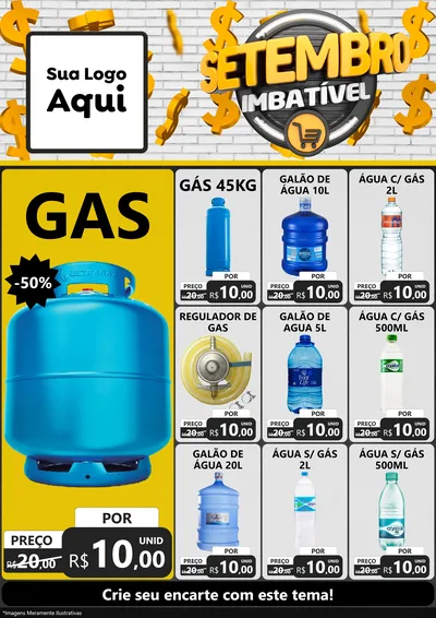 Modelo de Encarte para Encarte A4 Vertical com o tema Setembro Imbatível para Água e gás