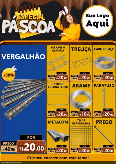 Modelo de Encarte para Encarte A4 Vertical com o tema Especial Páscoa para Ferragens