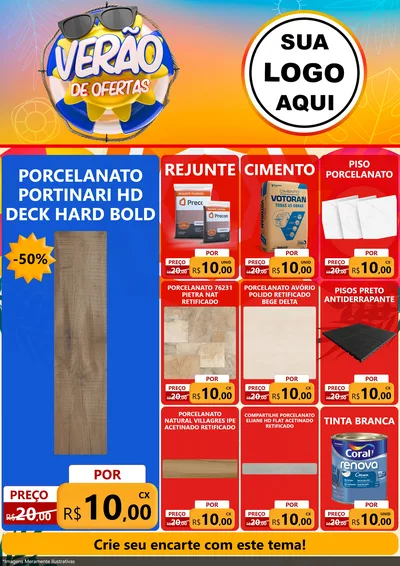 Modelo de Encarte para Encarte A4 Vertical com o tema Verão de Ofertas para Pisos e revestimentos
