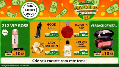 Modelo de TV para TV Horizontal com o tema Comece Fevereiro Economizando para Perfumes