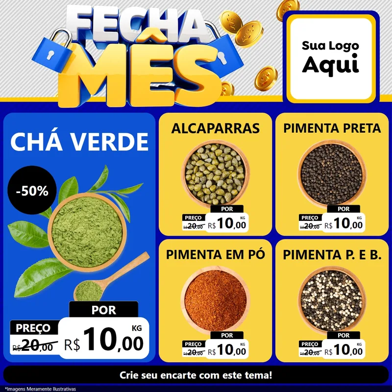Modelo de Rede Social para Feed Facebook com o tema Fecha Mês para Produtos Naturais