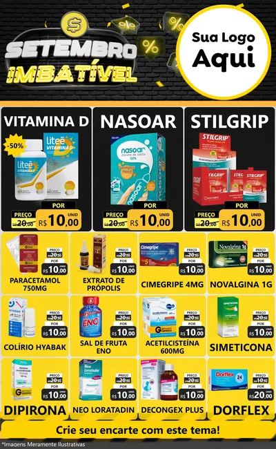 Modelo de Encarte para Encarte Grande com o tema Setembro Imbatível para Farmácia