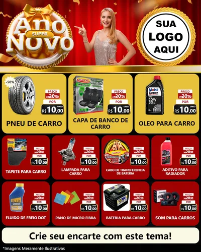 Modelo de Rede Social para Feed Instagram com o tema Super Ano Novo para Auto peças