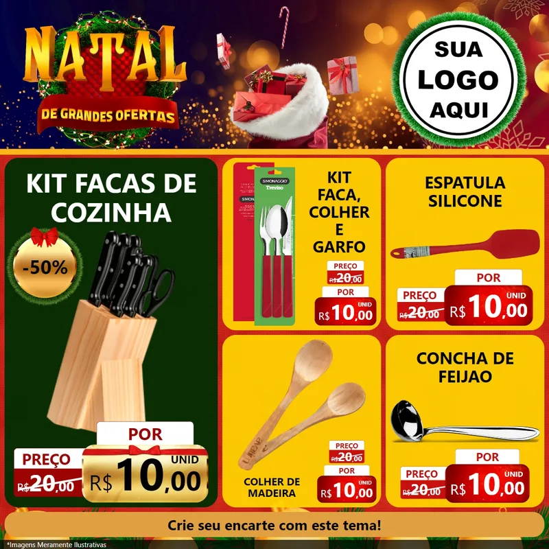 Modelo de Rede Social para Feed Facebook com o tema Natal de Grandes Ofertas para Utilidades Domésticas