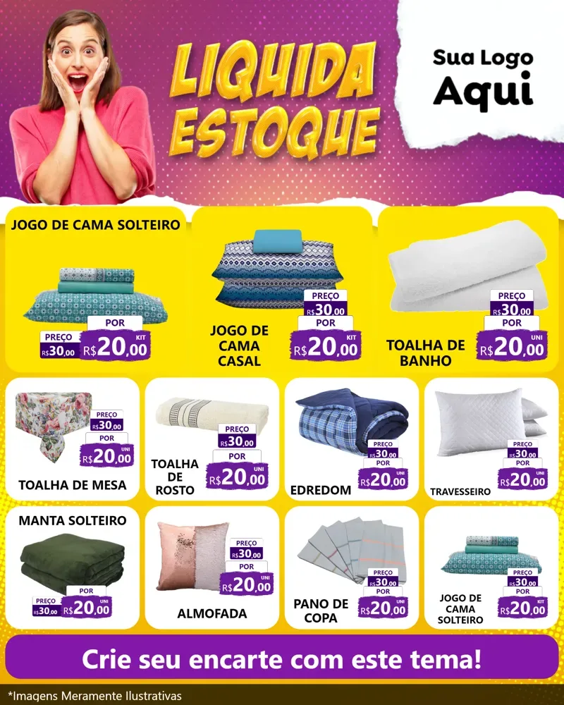 Modelo de Rede Social para Feed Instagram com o tema Liquida estoque para Cama, Mesa e Banho