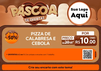 Modelo de Cartaz para Cartaz A4 Horizontal com o tema Páscoa de Ofertas para Pizzaria