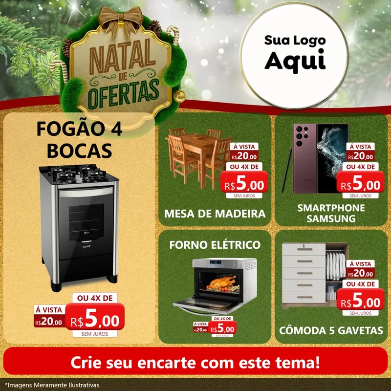 Modelo de Rede Social para Feed Facebook com o tema Ofertas de Natal para Móveis e Eletro