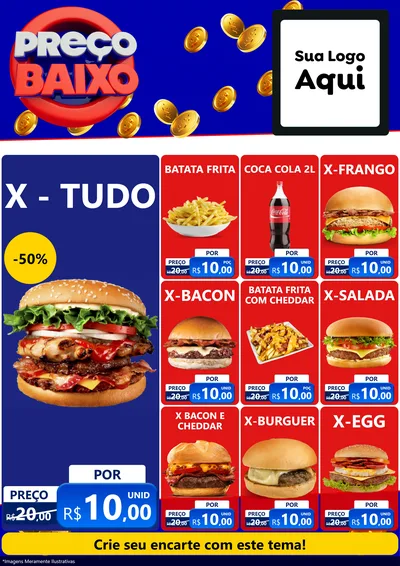 Modelo de Encarte para Encarte A4 Vertical com o tema Preço Baixo para Hamburgueria