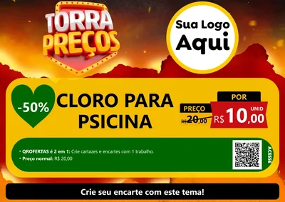 Modelo de Cartaz para Cartaz A4 Horizontal com o tema Torra Preços para Produtos para Piscina