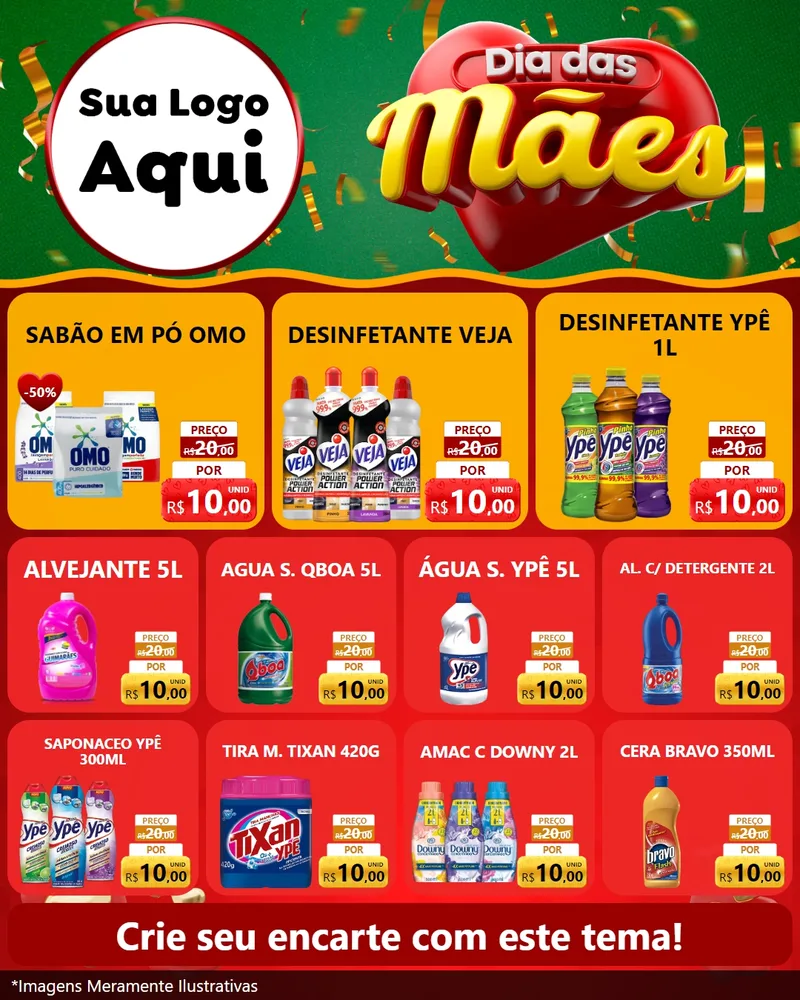 Modelo de Rede Social para Feed Instagram com o tema Dia das Mães para Produtos de Limpeza