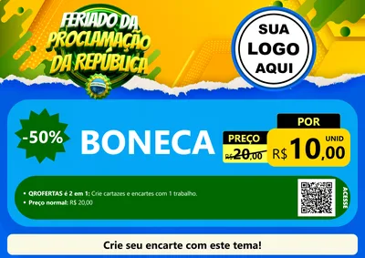 Modelo de Cartaz para Cartaz A4 Horizontal com o tema Feriado da Proclamação da República para Brinquedos