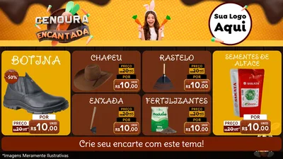 Modelo de TV para TV Horizontal com o tema Cenoura Encantada - Páscoa para Agropecuária