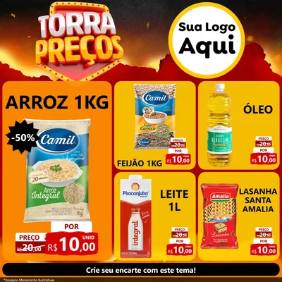 Modelo de Rede Social para Feed Facebook com o tema Torra Preços para Supermercado