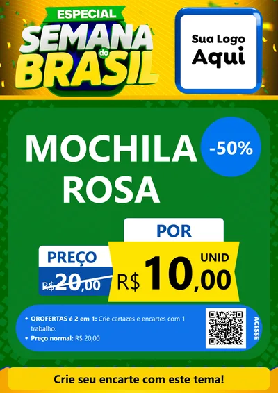 Modelo de Cartaz para Cartaz A4 Vertical com o tema Especial Semana do Brasil para Papelaria