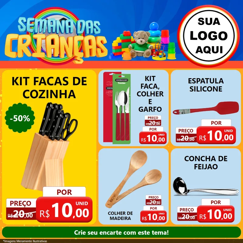 Modelo de Rede Social para Feed Facebook com o tema Semana das Crianças para Utilidades Domésticas