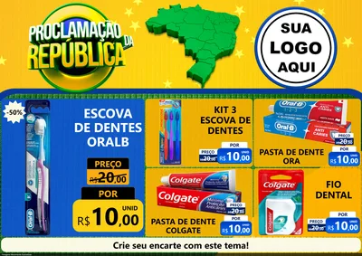 Modelo de Encarte para Encarte A4 Horizontal com o tema Proclamação da República para Higiene Pessoal